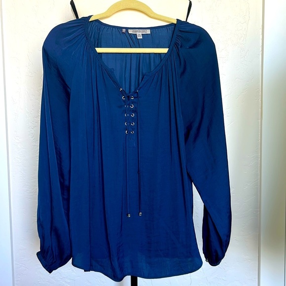 Tops - Jennifer Lopez, Long Sleeve Blouse, Size Medium, Dark Blue